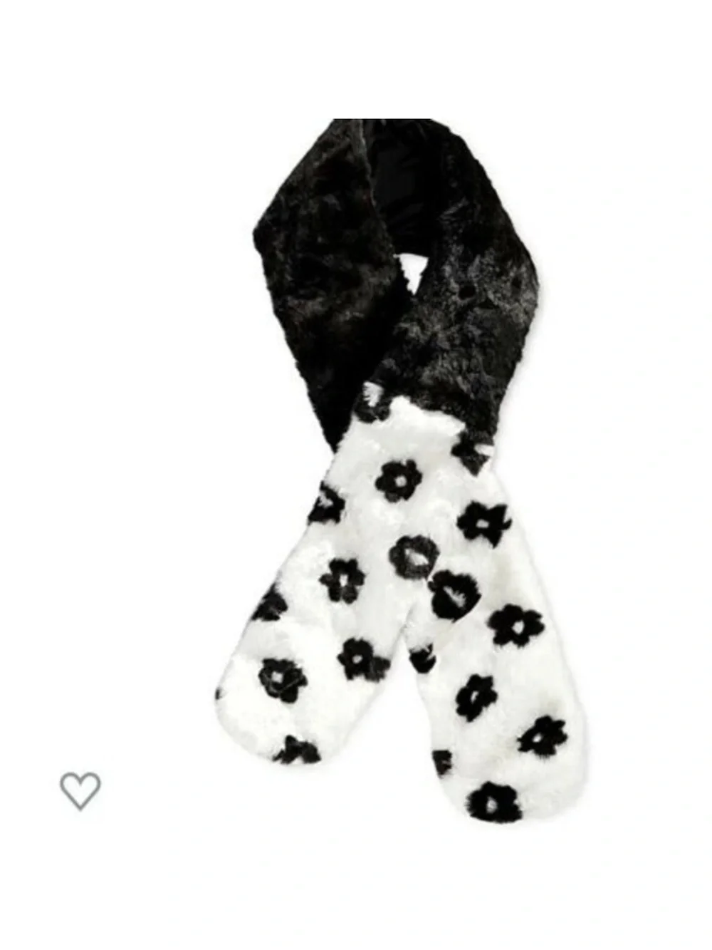 Betsey Johnson Black & White Faux Fur Floral Kids Scarf